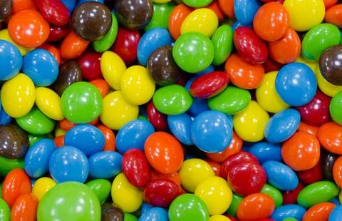 Assorted multicolor glazed sweet dragees Stock Photos