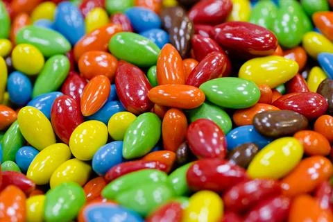 Assorted multicolor glazed sweet dragees Stock Photos