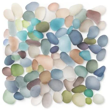Assorted multicolored glass pebbles Stock Illustration