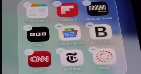 Assorted NEWS app icons Vídeos de archivo 341867795