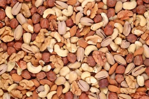 Assorted nuts background Foto stock