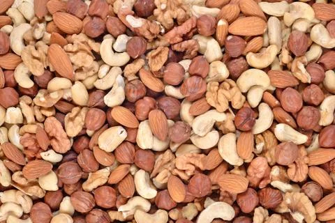 Assorted nuts background Foto stock