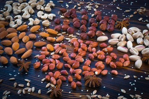 Assorted nuts, close-up view Stock Photos