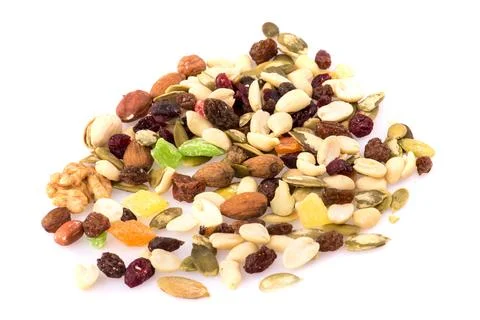 Assorted nuts on white background Stock Photos