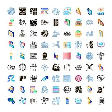 Assorted objects and signs flat icon collection Ilustración de archivo