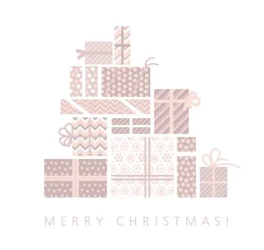 Assorted pale color gift box. happy new year, xmas and birthday pattern. vect Illustrazione stock