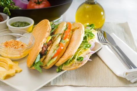 Assorted panini sandwich Stock Photos