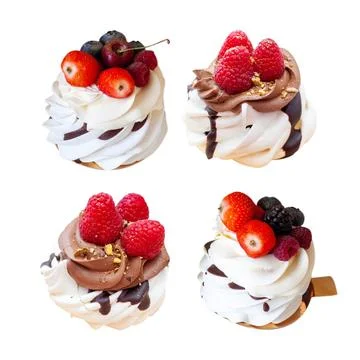 Assorted Pavlova mini 4 pc copy Stock Photos