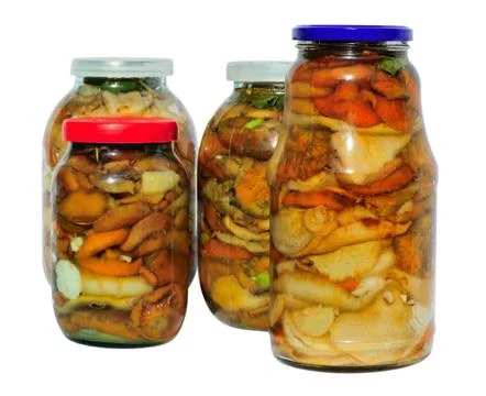 Assorted pickled mushrooms Stock Photos