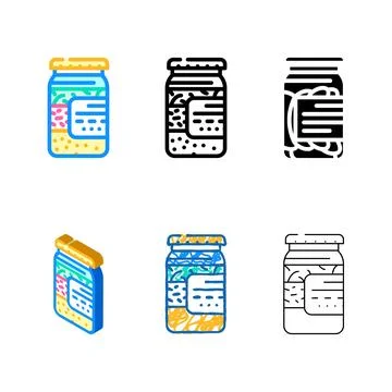Assorted pickled vegetables color icon range vector Illustrazione stock