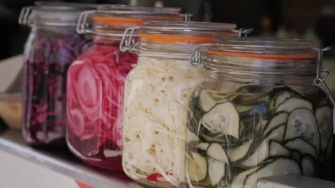 Assorted Pickled Vegetables in Vibrant Colors, combining healthy, fresh, and Stock Footage 278917546