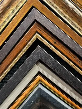Assorted Picture Frame Corners Close-up View 库存照片