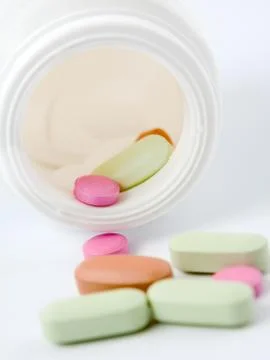 Assorted pills and tablets Stock Photos