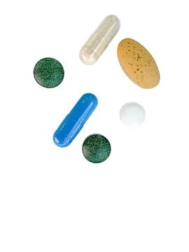Assorted pills capsules and tablets isolated for medicine vitamins suppleme.. Stock Photos