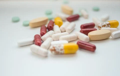 Assorted pills colorful Stock Photos