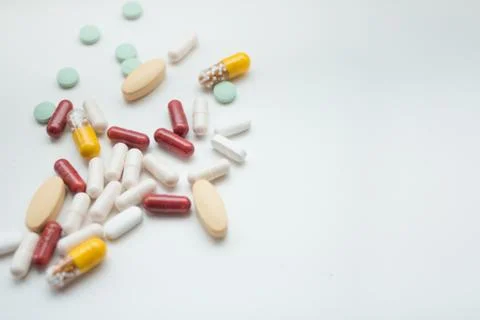 Assorted pills colorful Stock Photos