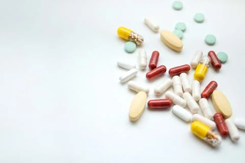 Assorted pills colorful Stock Photos