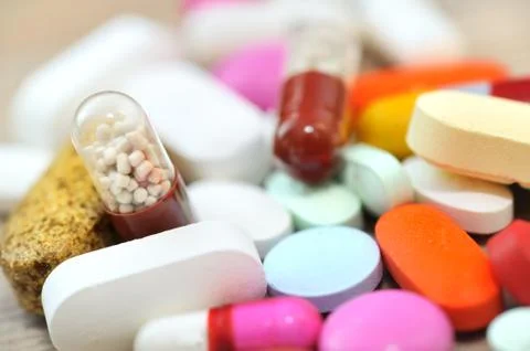 Assorted pills Stock Photos