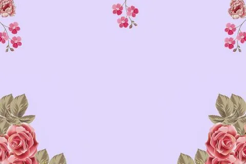 Assorted pink flower border on pink background (background concept) Stock Illustration