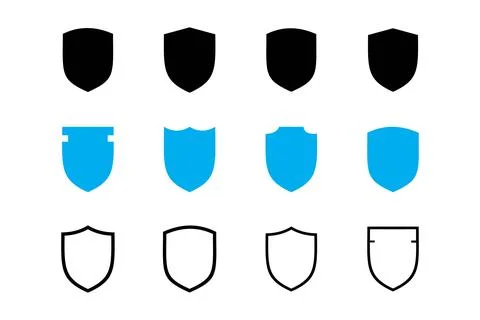 Assorted Protective Shield Icons Collection Stock Illustration
