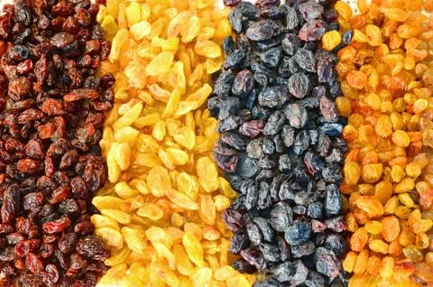 Assorted raisins background Stock Photos