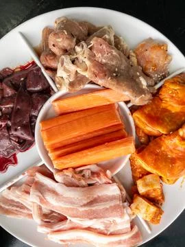 Assorted Raw Meat and Seafood Platter for Barbecue Stock Photos