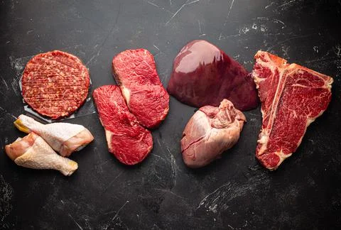 Assorted raw meat for carnivore diet Foto stock