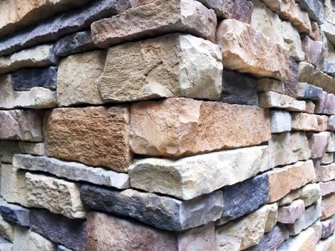 Assorted Rectangular Bricks Column viewed at its Corner Foto stock