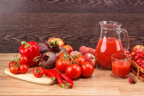 Assorted red raw organic vegetables Stock Photos