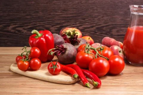 Assorted red raw organic vegetables Stock Photos