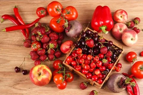 Assorted red raw organic vegetables Stock Photos
