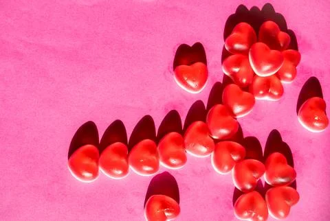 Assorted red, white heart shaped candies. Women's mother's Day, Valentine's Day Stock Photos