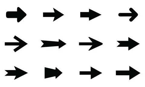 Assorted Right Forward Arrow Icons Ilustración de archivo