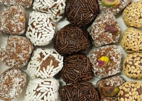 Assorted Round Chocolate Candy Balls Stock Photos