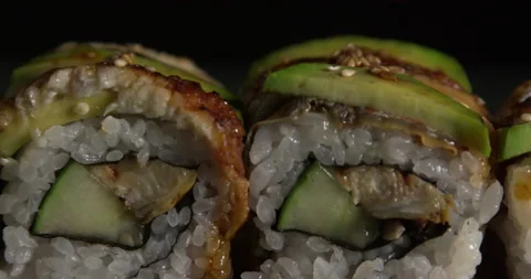Assorted row of sushi Stock Footage 133965270