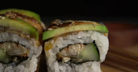 Assorted row of sushi Stock Footage 133965289