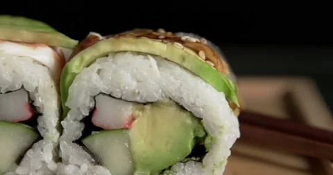 Assorted row of sushi Stock Footage 133966086