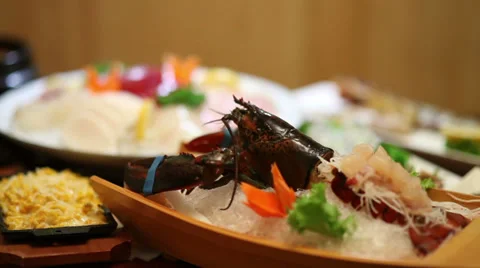 Assorted Sashimi Course: Focus Shift Highlights Stock Footage 36269730