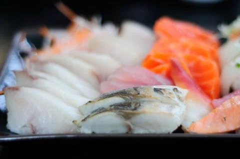 Assorted Sashimi on a Plate Stock Photos