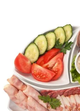 Assorted sausages and vegetables 스톡 사진