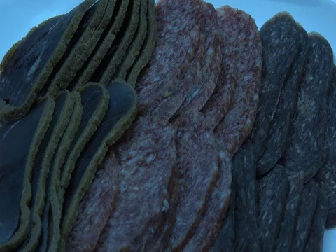 Assorted sausages 스톡 동영상 80415342