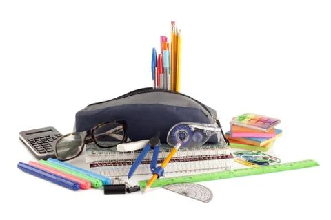 Assorted school materials Stock Photos