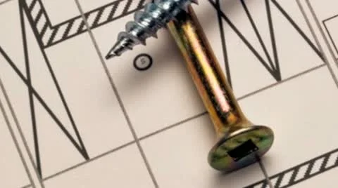 Assorted screws on a blueprint Stock Footage 21306938