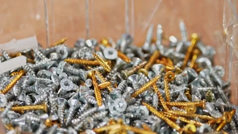 Assorted Screws in a Toolbox Stock Footage 301543783