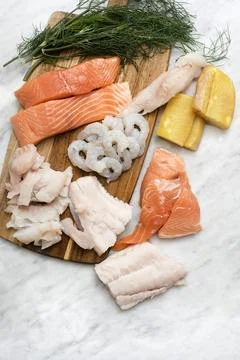 Assorted seafood selection Stock Photos