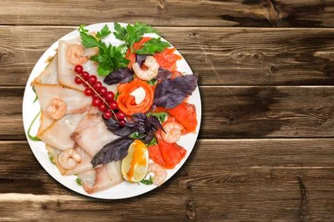 Assorted seafood on the table Stock Photos