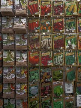 Assorted Seed Packets for Vegetable Gardening and Cultivation Foto stock