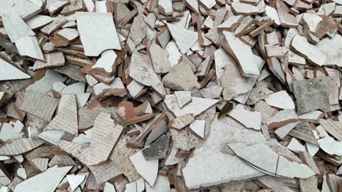 Assorted shapes of ceramic debris Stock Footage 263582280
