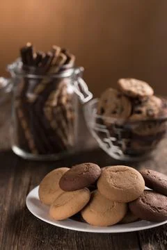 Assorted shortbread cookies on the table Photos