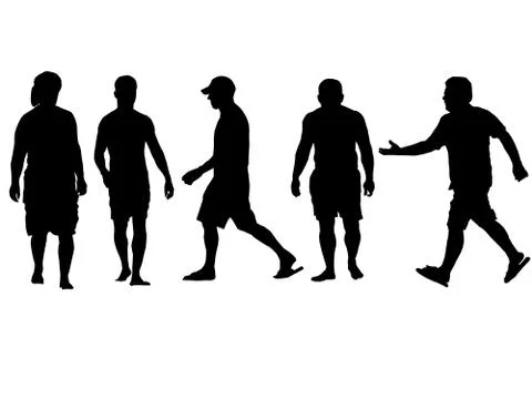 Assorted silhouettes walking Stock Illustration